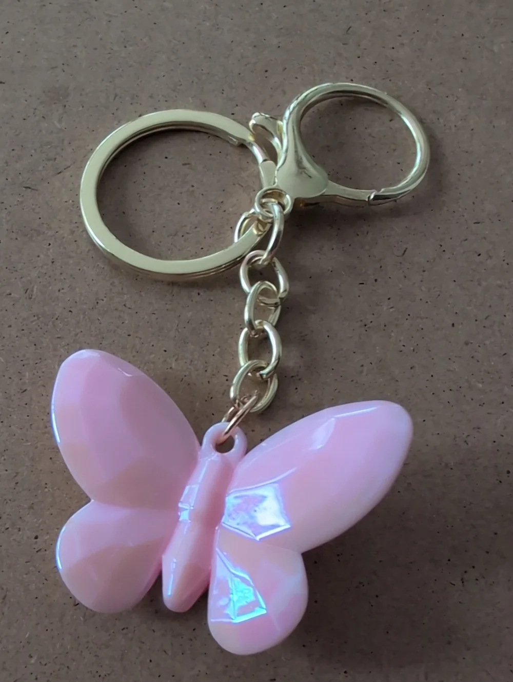 Gold Chain Pink Butterfly Keychain Bag Charm